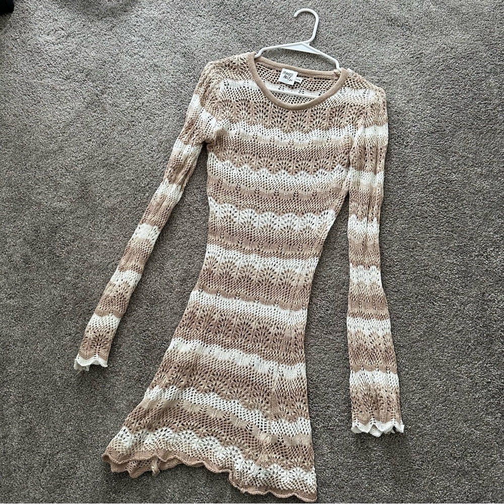 Princess Polly Beige and White Knit Coverup